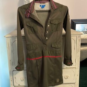Adidas dress, size XS, army green with red detailing